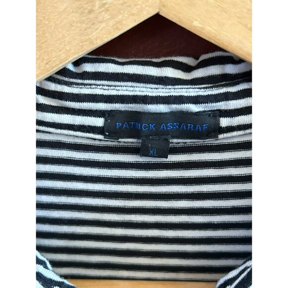 Patrick Assaraf Mens XL Black & White Striped Polo Shirt Pima Cotton Designer - Picture 4 of 7